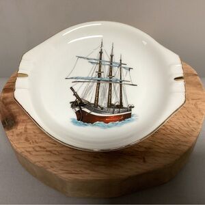 Vintage - Made by Norleans Japan - Ceramic Ashtray - Nautical Sailboat Themed